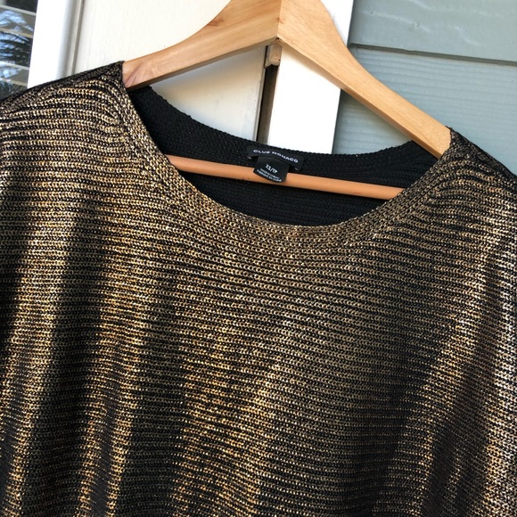 Club Monaco Gold Metallic Short Sleeve Dolman Top - Picture 2 of 8